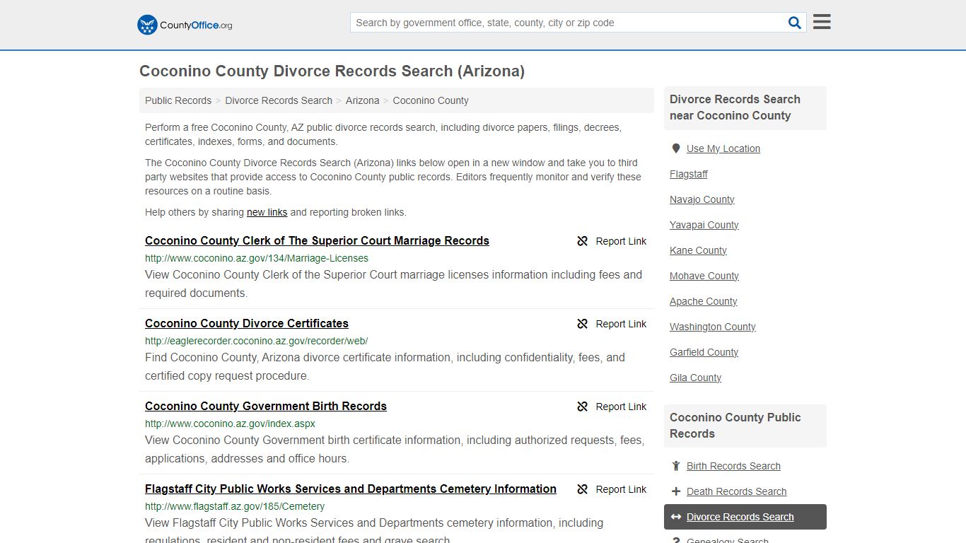 Coconino County Divorce Records Search (Arizona) - County Office